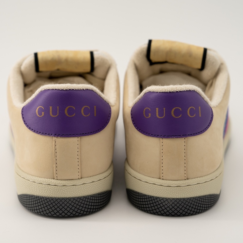 size 41.5G 11.5 US Gucci Screener Enamel Aged Sneakers Beige Blue Red - Picture 5 of 13